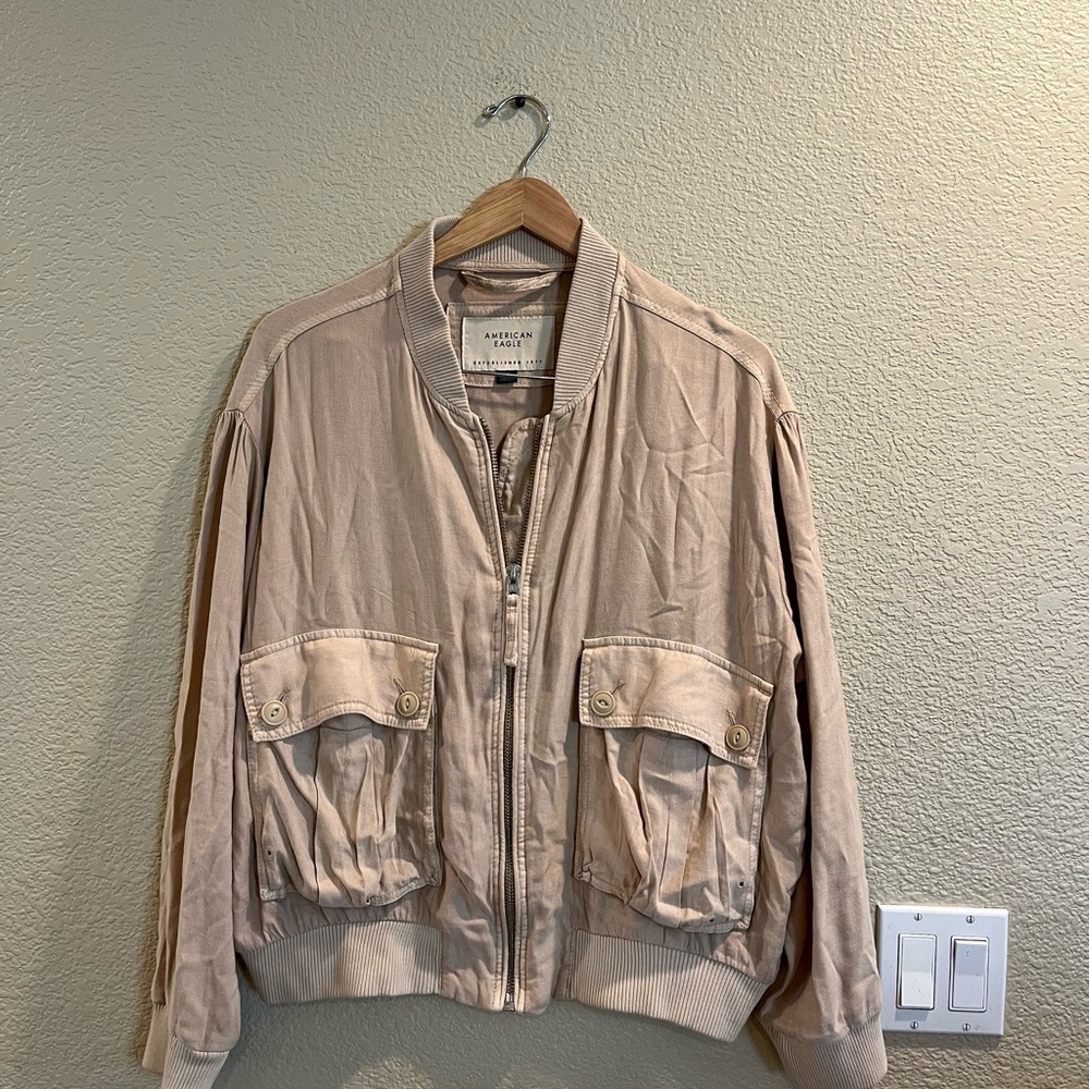 American Eagle Outfitters Women's Beige Bomber Jacket